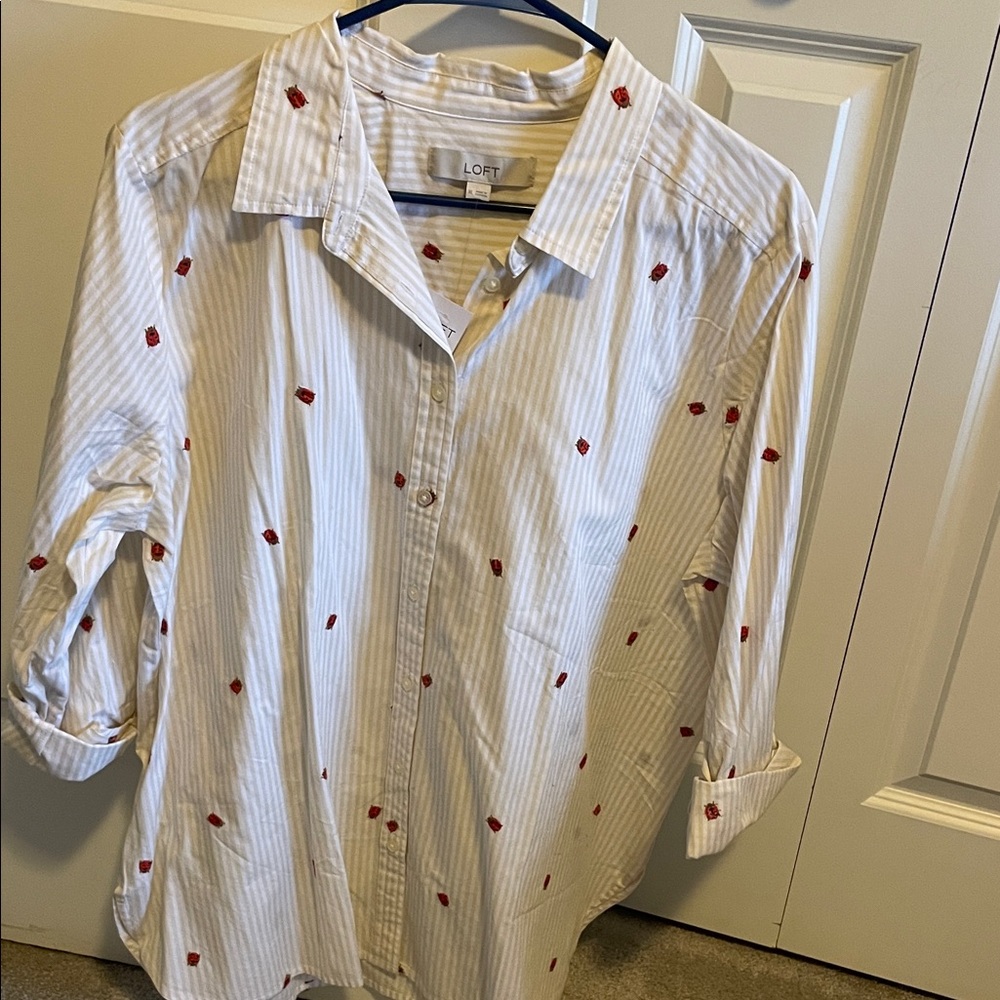 Women’s  White and tan Striped Shirt